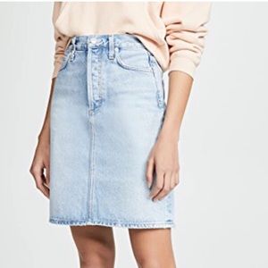 NWT Agolde Iris High Rise A-Line Prankster Wash Denim Mini Skirt Size 25